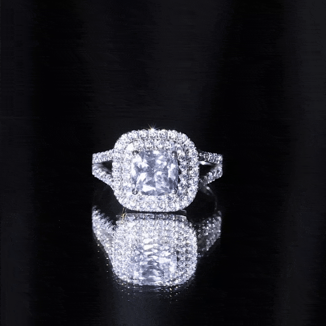 Certified 3 Carat cubic zirconia vintage-inspired engagement ring by Rosec Jewels featuring a double band design.