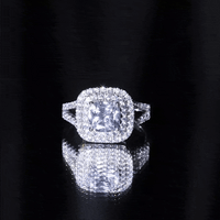 Certified 3 Carat cubic zirconia vintage-inspired engagement ring by Rosec Jewels featuring a double band design.