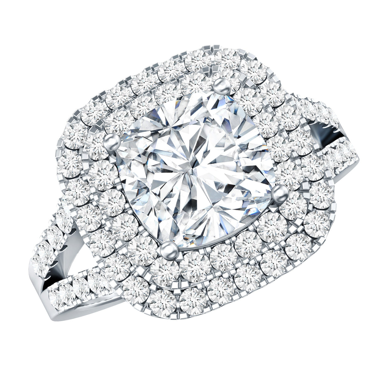 Rosec Jewels cubic zirconia vintage-inspired engagement ring with double band and 3-carat center stone, elegant and sparkling jewelry piece.