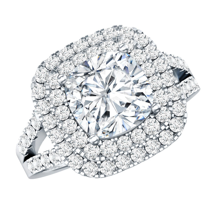 Rosec Jewels cubic zirconia vintage-inspired engagement ring with double band and 3-carat center stone, elegant and sparkling jewelry piece.
