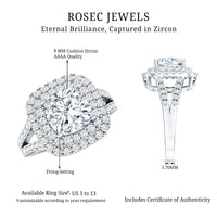 Vintage Style Cubic Zirconia Double Halo Engagement Ring with Split Shank