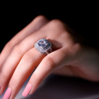 Certified 3 Carat Cubic Zirconia vintage-inspired engagement ring with double design and intricate detailing from Rosec Jewels.