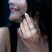 Elegant vintage-inspired engagement ring featuring a 3-carat cubic zirconia center stone and intricate double band design by Rosec Jewels.