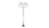 Rosec Jewels 4.25 CT cushion cut zircon engagement ring with halo, showcasing sparkling central stone and elegant band.