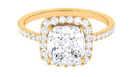 Rosec Jewels 4.25 CT cushion cut zircon engagement ring with halo, featuring a sparkling center stone and intricate band design.
