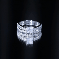 1 Carat Princess Cut Cubic Zirconia Wedding Ring Set for Women
