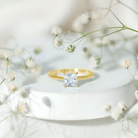1 Carat Princess Cut Cubic Zirconia Solitaire Engagement Ring with Certificate