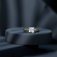 1 Carat Princess Cut Cubic Zirconia Solitaire Engagement Ring with Certificate