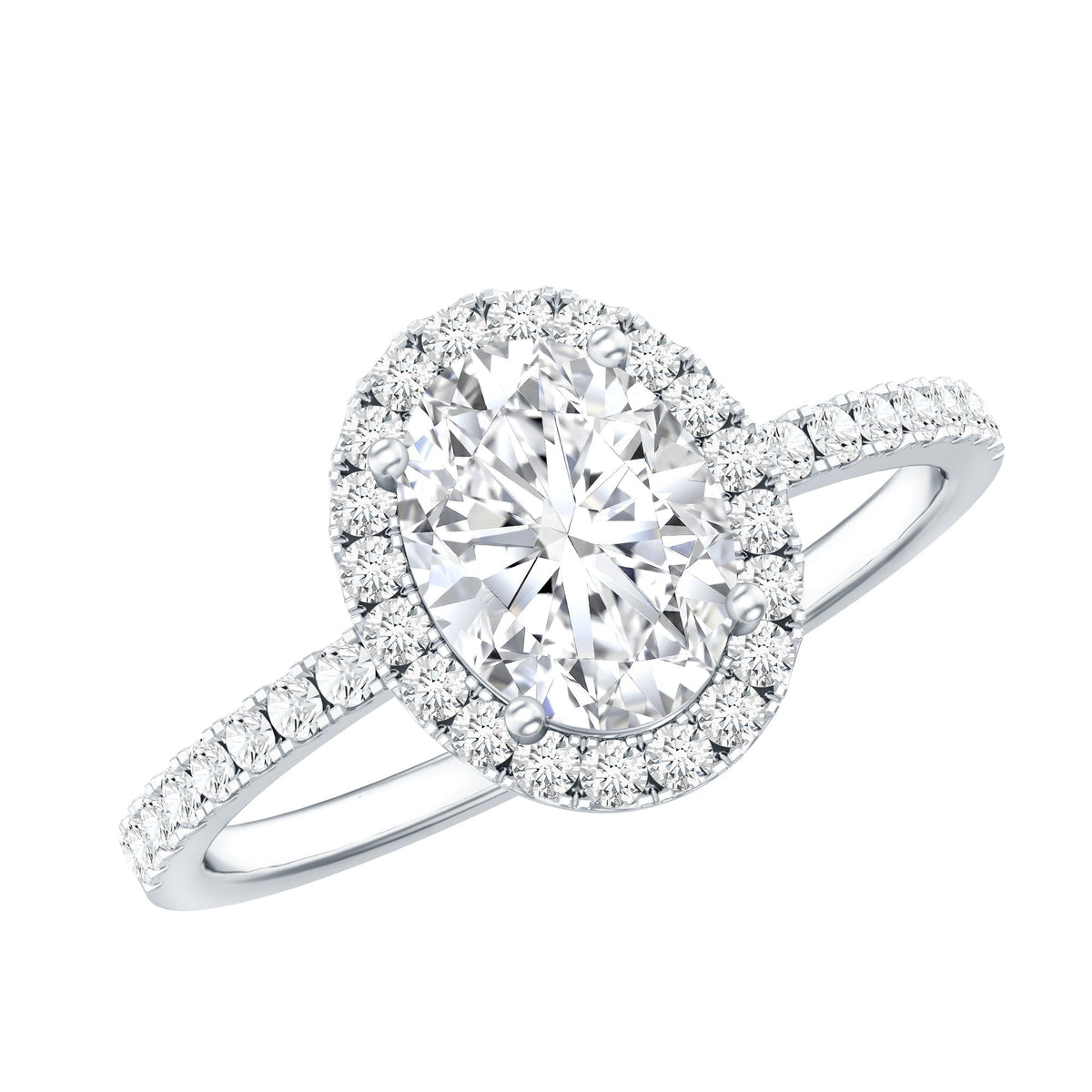 1.2 Carat Cubic Zirconia Oval Halo Engagement Ring for Women