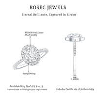 1.2 Carat Cubic Zirconia Oval Halo Engagement Ring for Women