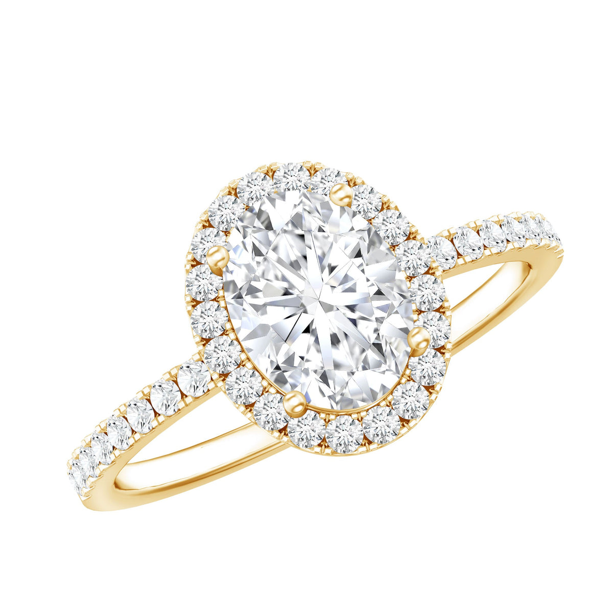 1.2 Carat Cubic Zirconia Oval Halo Engagement Ring for Women