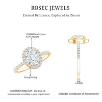 1.2 Carat Cubic Zirconia Oval Halo Engagement Ring for Women