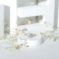 1.2 Carat Cubic Zirconia Oval Halo Engagement Ring for Women