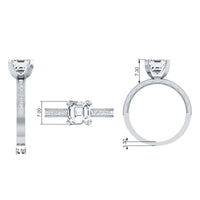 Asscher Cut Zircon Solitaire Engagement Ring