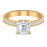 Asscher Cut Zircon Solitaire Engagement Ring