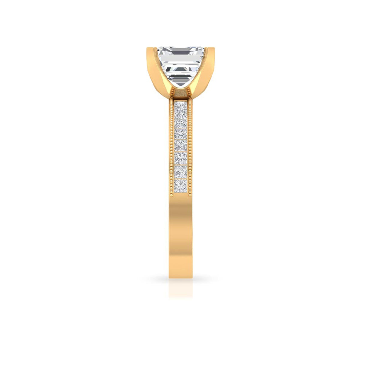 Asscher Cut Zircon Solitaire Engagement Ring