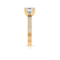 Asscher Cut Zircon Solitaire Engagement Ring