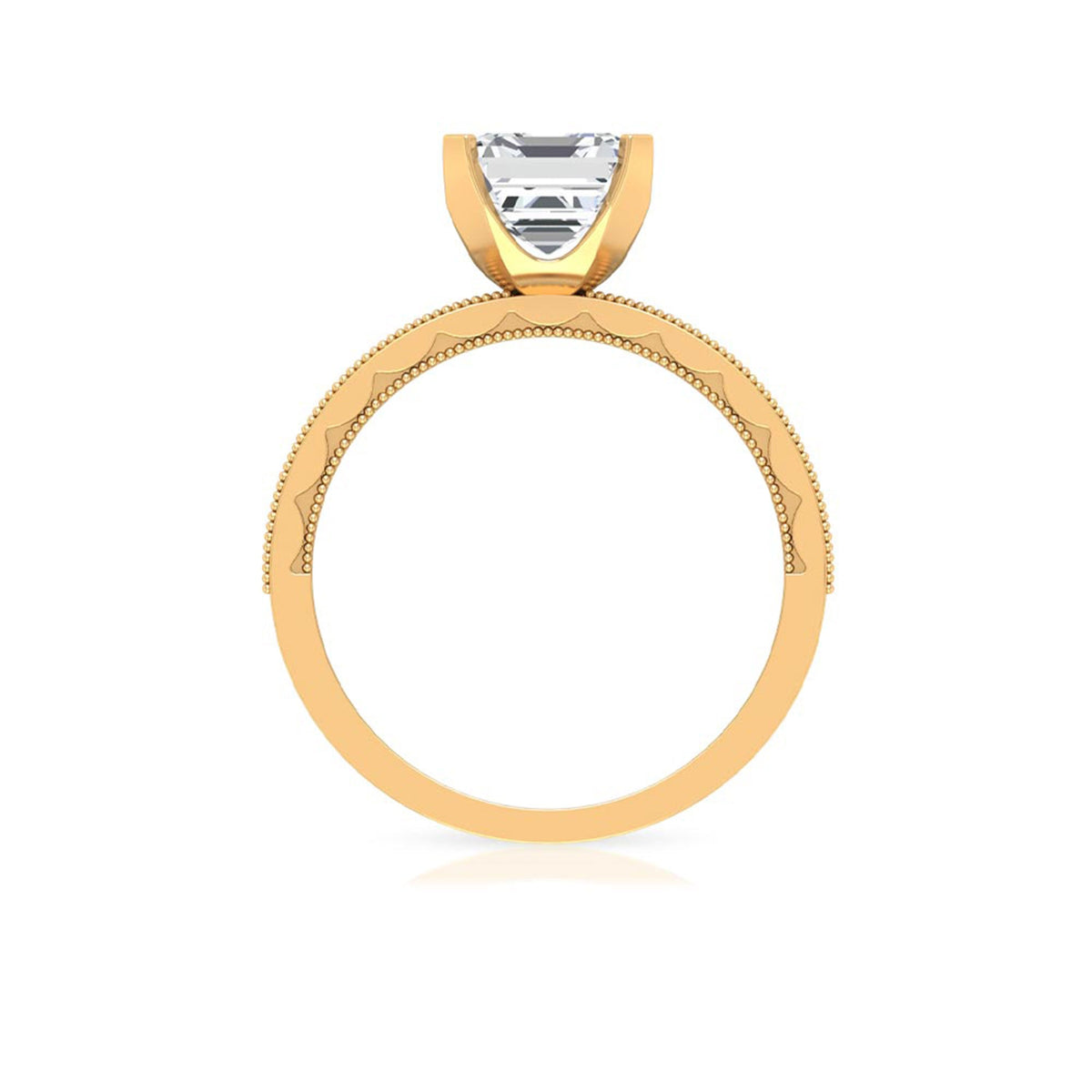 Asscher Cut Zircon Solitaire Engagement Ring