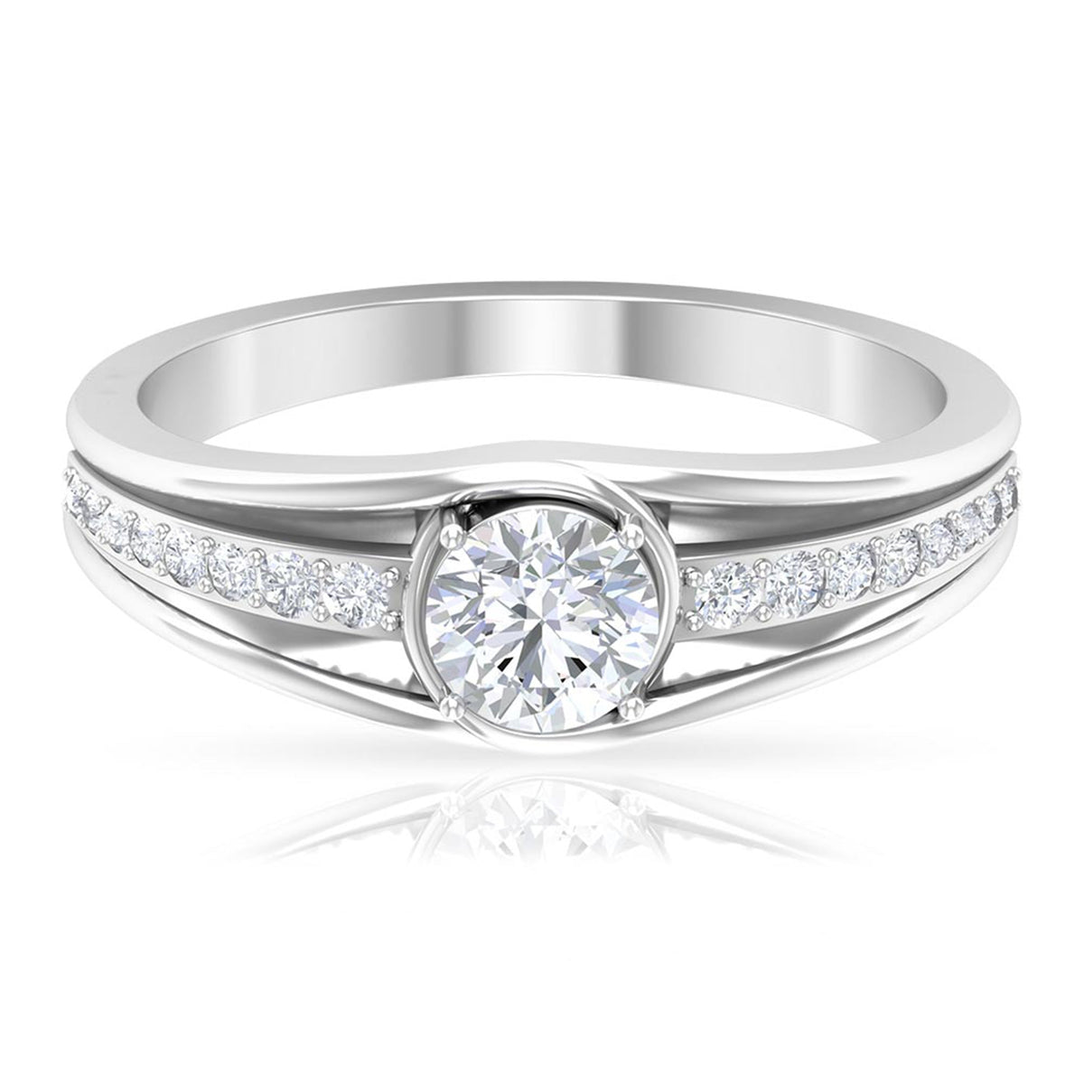 Cubic Zirconia Solitaire Band Ring