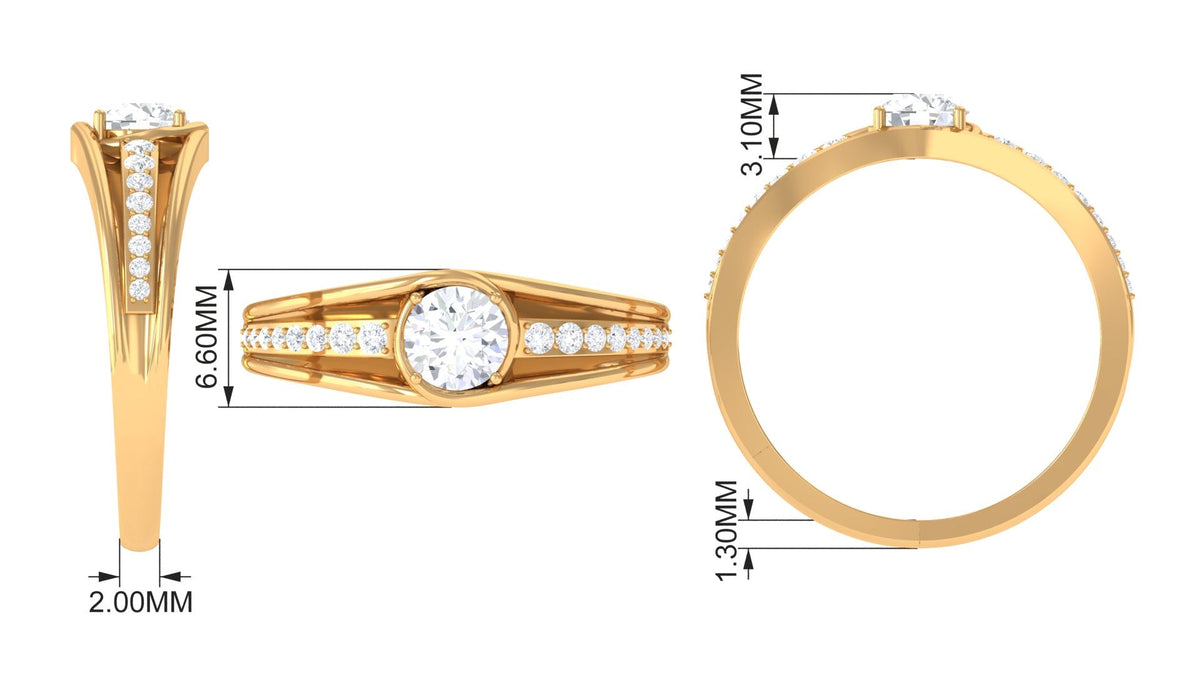 Cubic Zirconia Solitaire Band Ring