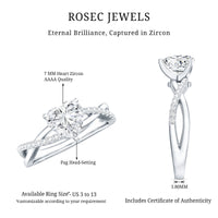 Zircon Crossover Solitaire Engagement Ring