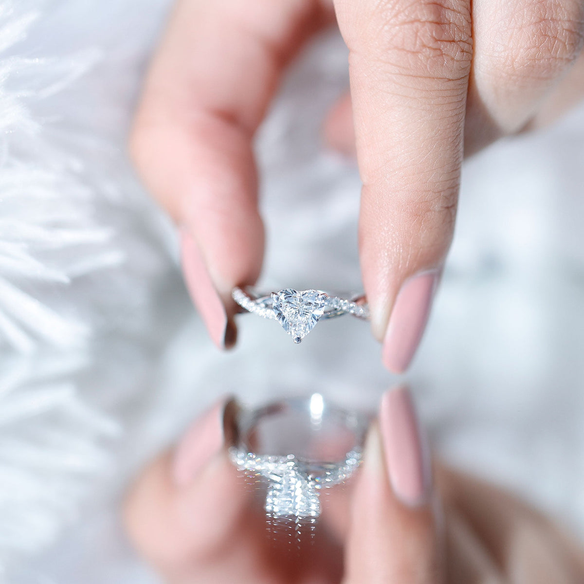 Zircon Crossover Solitaire Engagement Ring