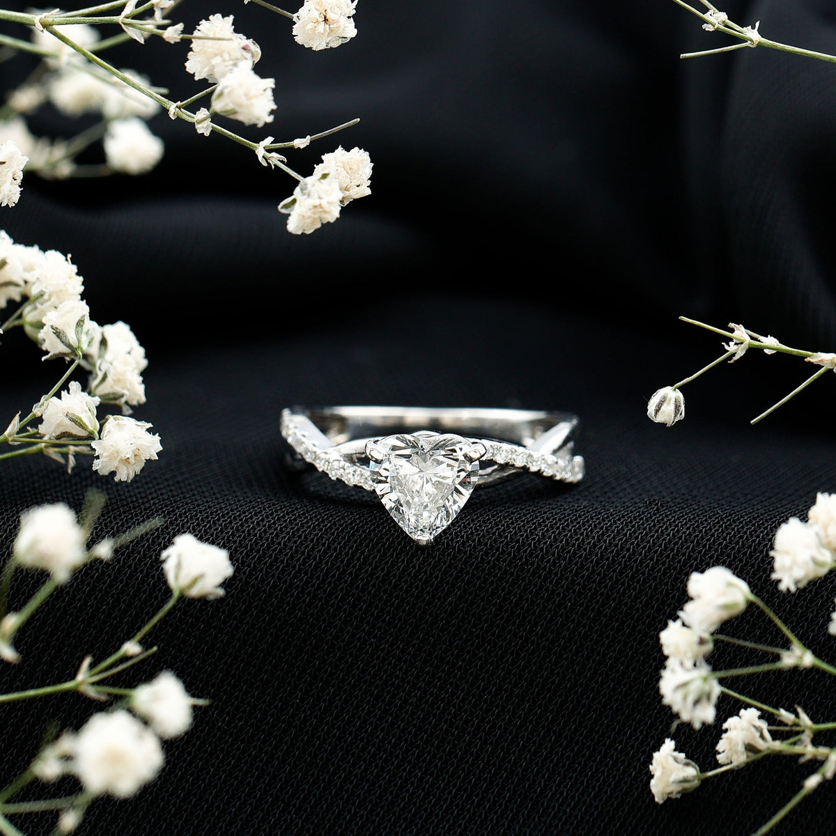 Zircon Crossover Solitaire Engagement Ring