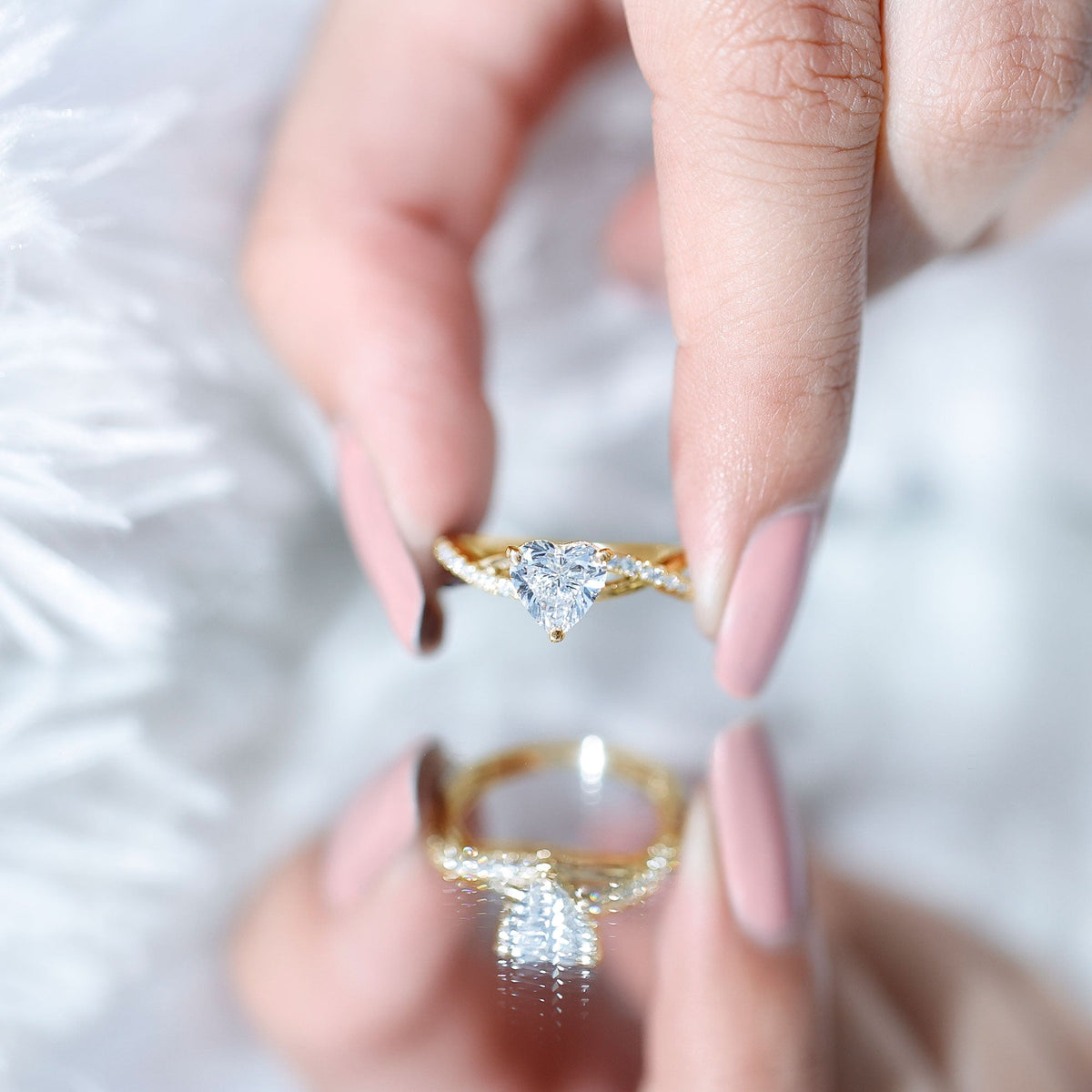 Zircon Crossover Solitaire Engagement Ring