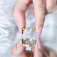 Zircon Crossover Solitaire Engagement Ring