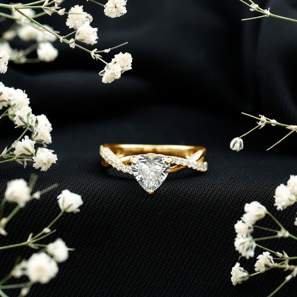 Zircon Crossover Solitaire Engagement Ring