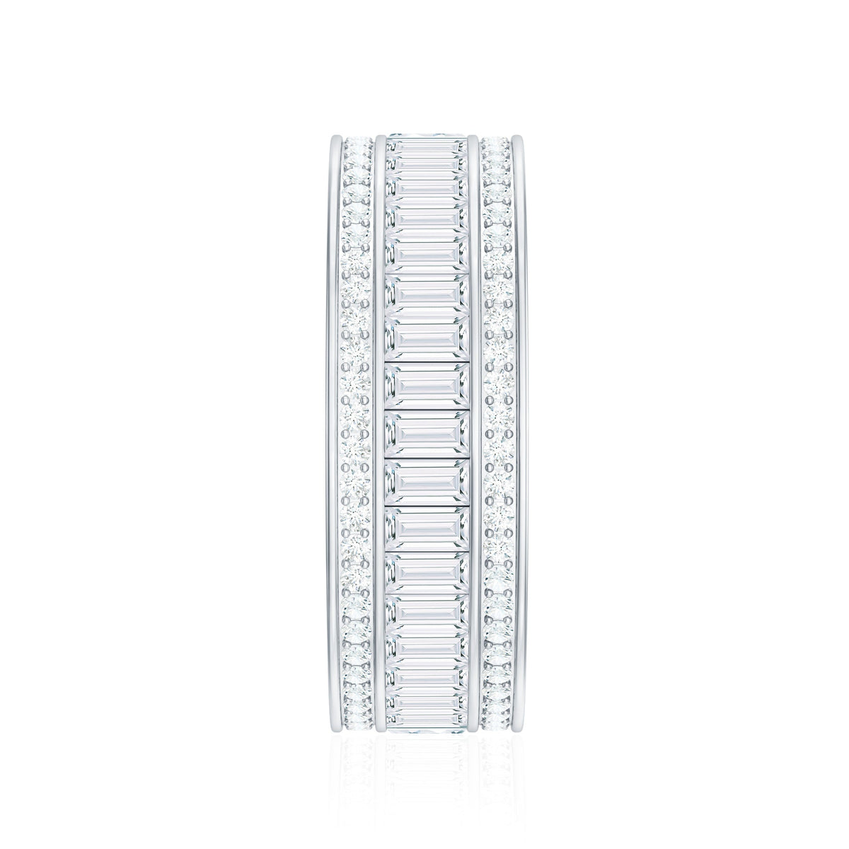Baguette Cut Cubic Zirconia Wide Wedding Band