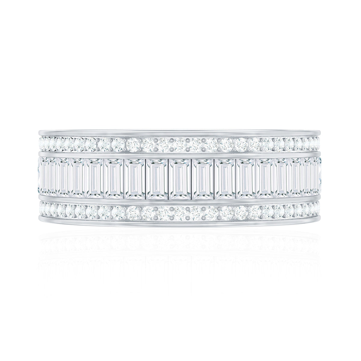 Baguette Cut Cubic Zirconia Wide Wedding Band