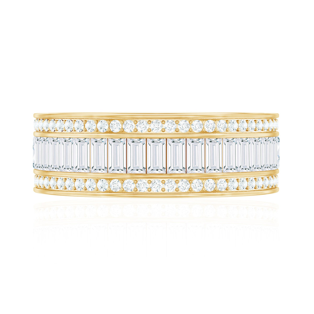 Baguette Cut Cubic Zirconia Wide Wedding Band