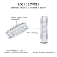 Channel Set Cubic Zirconia Baguette Wedding Band with Certificate