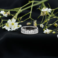 Channel Set Cubic Zirconia Baguette Wedding Band with Certificate
