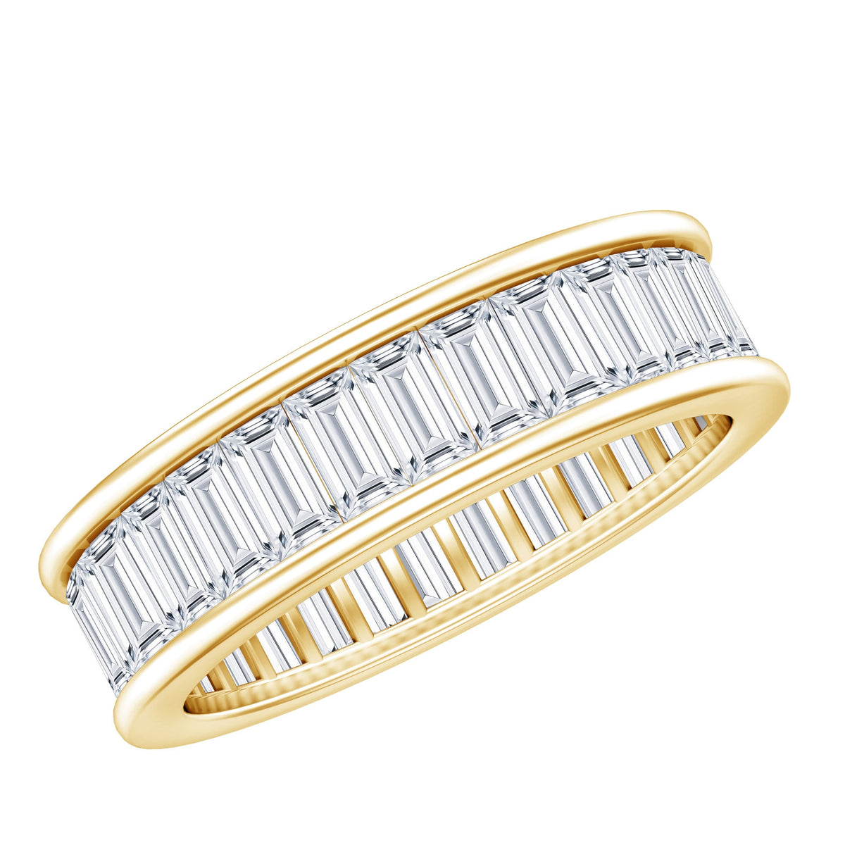Channel Set Cubic Zirconia Baguette Wedding Band with Certificate