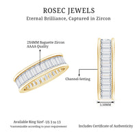 Channel Set Cubic Zirconia Baguette Wedding Band with Certificate