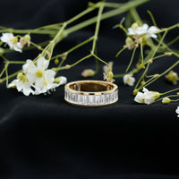 Channel Set Cubic Zirconia Baguette Wedding Band with Certificate
