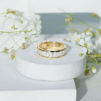 Channel Set Cubic Zirconia Baguette Wedding Band with Certificate