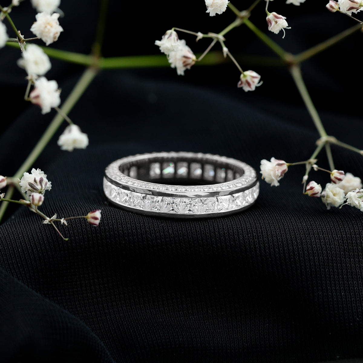 Princess Cut Zircon Full Eternity Band Ring