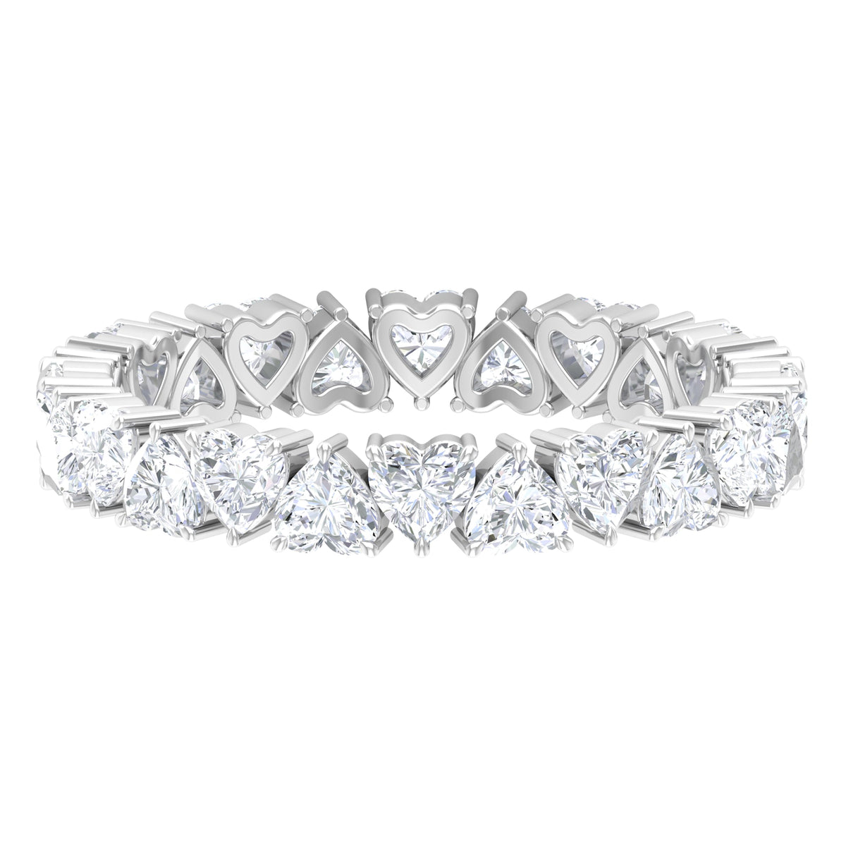 Claw Set Cubic Zirconia Heart Eternity Wedding Band Ring