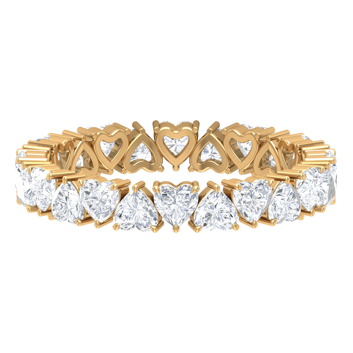 Claw Set Cubic Zirconia Heart Eternity Wedding Band Ring