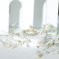 Claw Set Cubic Zirconia Heart Eternity Wedding Band Ring