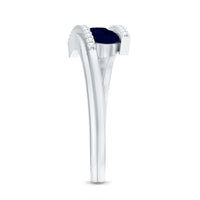Real Blue Sapphire 3 Stone Promise Ring with Diamond Bypass Shank