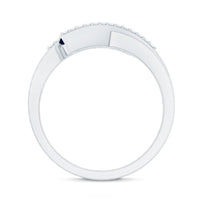 Real Blue Sapphire 3 Stone Promise Ring with Diamond Bypass Shank