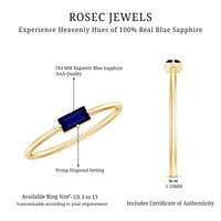 Natural Baguette Blue Sapphire Promise Ring for Women