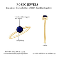Natural 0.9 Carat Blue Sapphire Promise Ring for Women