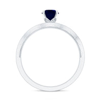 Real 0.9 Carat Blue Sapphire Engagement Ring with Diamond