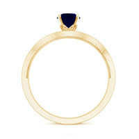 Real 0.9 Carat Blue Sapphire Engagement Ring with Diamond