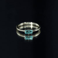 East West Set Baguette Cut Emerald May Birthstone Ring